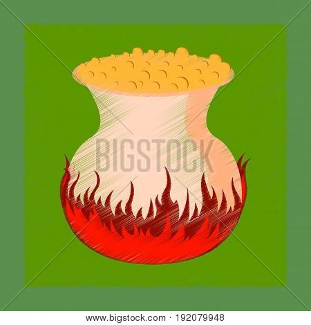 flat shading style icon of potion cauldron