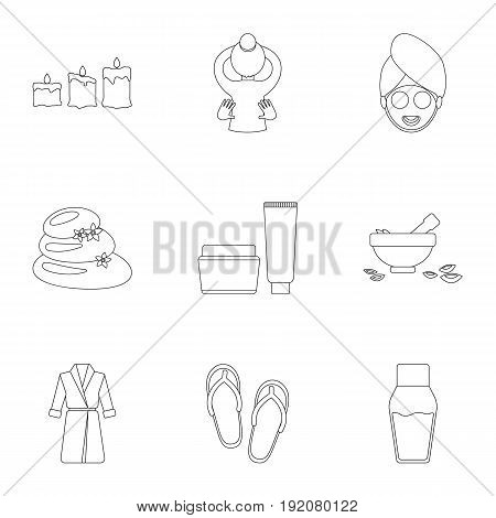 Spa set icons in outline style. Big collection of spa vector symbol stock