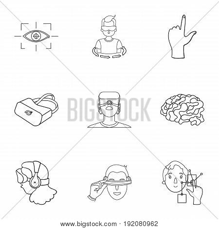 Virtual reality set icons in outline design. Big collection of virtual reality vector symbol stock illustration