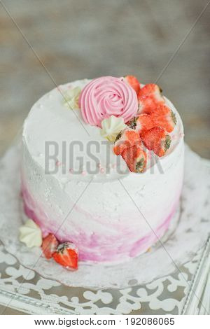 Beautiful multicolored decorated baked sweet tasty candy bar desserts