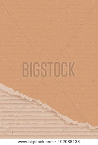 Corrugated cardboard background. Ripped carton wallpaper. Graphic design element for poster, flyer, advertisement, web site. Logistics service, warehouse, transportation concept. Vector illustration