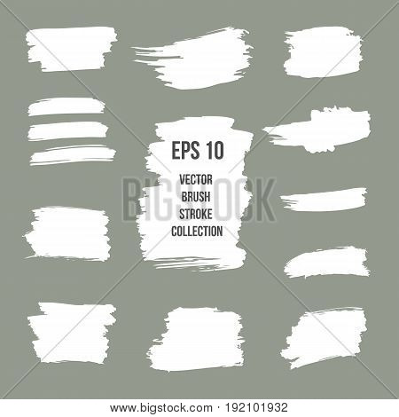Hand Drawn Ink And Bruch White Stroke Vector Collection. Cute Background And Texture Set.