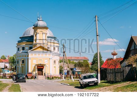 Chachersk, Gomel Region, Belarus - May 14, 2017: Transfiguration Church. Orthodox Church At Sunny Summer Day In Chechersk