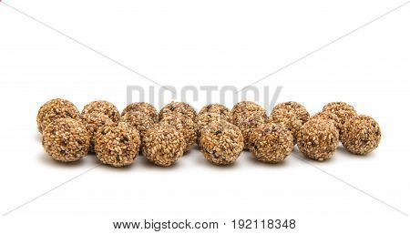 Roasted thala balls isolated on white background