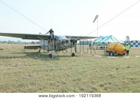 X328 Atlas Angel Turbine Specially Equipped Aircraft For Sky Divers Being Fuelled Up From Mobile Fue