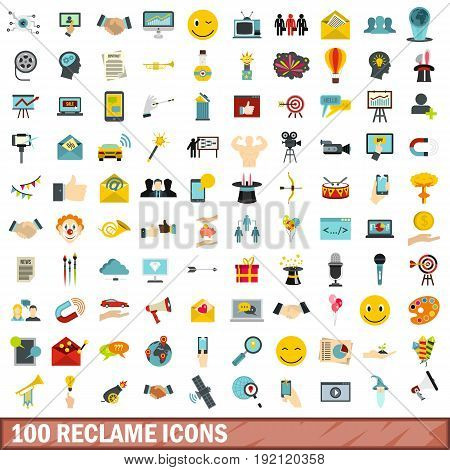 100 reclame icons set in flat style for any design vector illustration