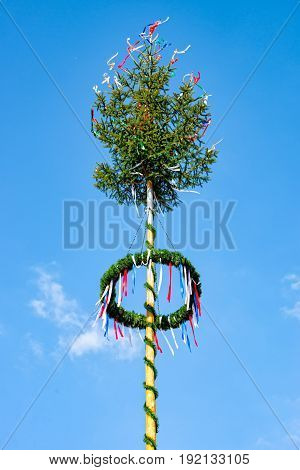 The Maypole Set and decorate for the celebration