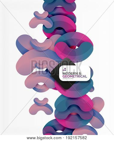 Abstract color geometric round shapes on white - elements with shadow, colorful composition