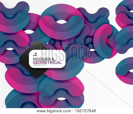 Abstract color geometric round shapes on white - elements with shadow, colorful composition