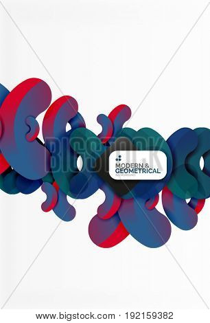 Abstract color geometric round shapes on white - elements with shadow, colorful composition