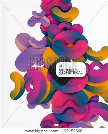 Abstract color geometric round shapes on white - elements with shadow, colorful composition