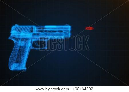 3D Illustration Of A Pistol Shooting