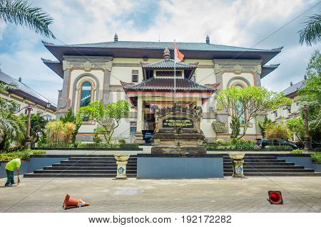 BALI, INDONESIA - MARCH 08, 2017: Centre building is a goverment office complex building located in Densapar, Bali Indonesia.
