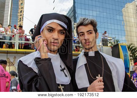 Young Men At Gay Pride Parade Sao Paulo