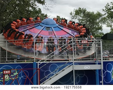 MIDDLEBURY, CT - MAY 27: Quassy Amusement Park in Middlebury, Connecticut, as seen on May 27, 2017. It has been a staple in Connecticut entertainment for over 100 years.