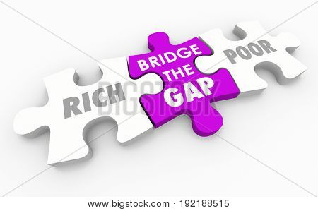 Bridge the Gap Between Rich and Poor Puzzle 3d Illustration