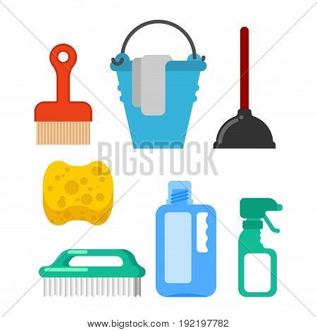 Cleaning Accessory. Washing Brush And Plunger. Bucket And Floorcloth. Sponge And Sprayer. Cleaner To