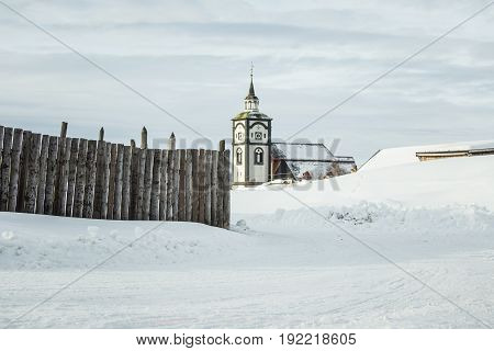 A Beautiful Morning Panorama Of A Small Norwegian Town Roros