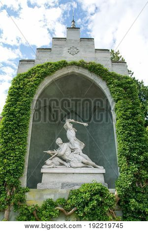 Stans, Switzerland - 19 August 2006: Statue of the national hero Winkelried at Stans on Switzerland