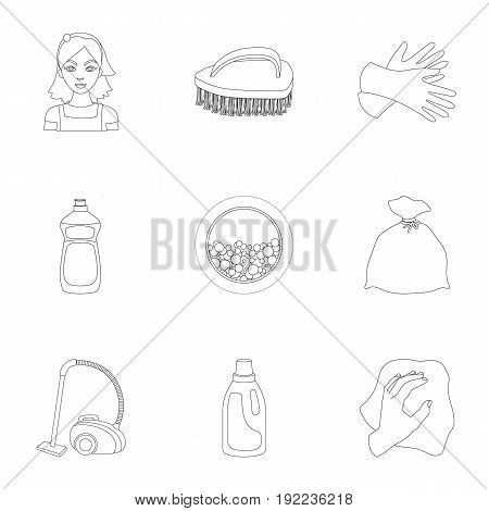 Cleaning, washing and everything connected with it. A set of icons for cleaning. Cleaning and maid icon in set collection on outline style vector symbol stock web illustration.