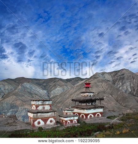 Ancient Bon stupa in Saldang village, Dolpo, Nepal