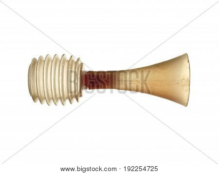 Old children's toy hooter from a children's bicycle isolated on white background.