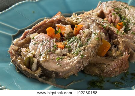 Meat Roll Filled With Potatoes Roasted Meat And Carrot - Matambre