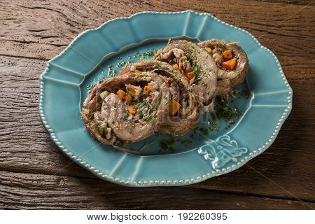 Meat Roll Filled With Potatoes Roasted Meat And Carrot - Matambre