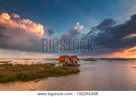 Small Wooden Hut At Chaloem Phrakiat 80 Phansa Rd., Phatthalung, Thailand