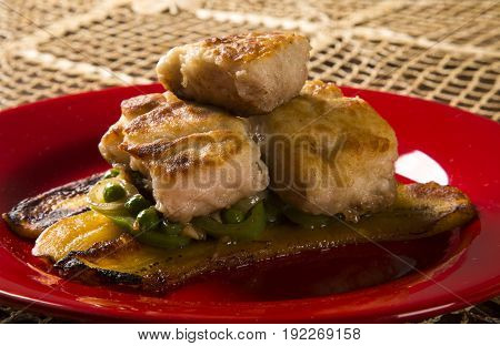 Tucunare Fish In Butter With Green Peppers And Banana - Traditional Amazonian Dish