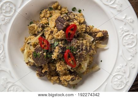 Farofa With Dried Meat And Pepper