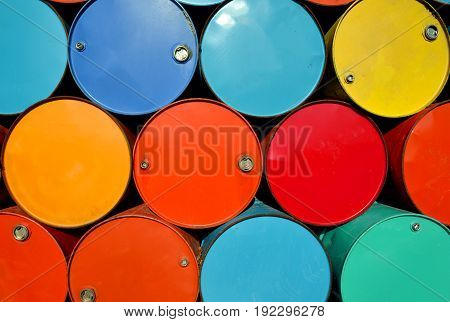 Colorful Of Old Oil Tanks.