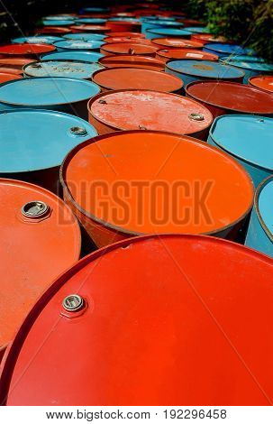 Colorful Of Old Oil Tanks.