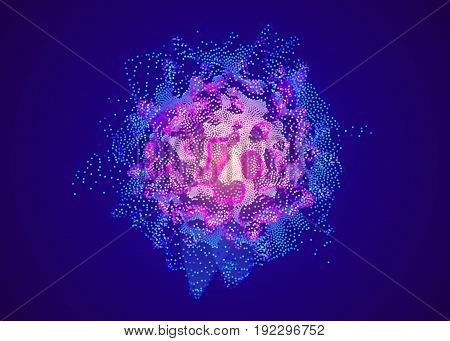Colorful data explosion. Big data cloud. Information flow noise. Structure recreation. Bigdata waves