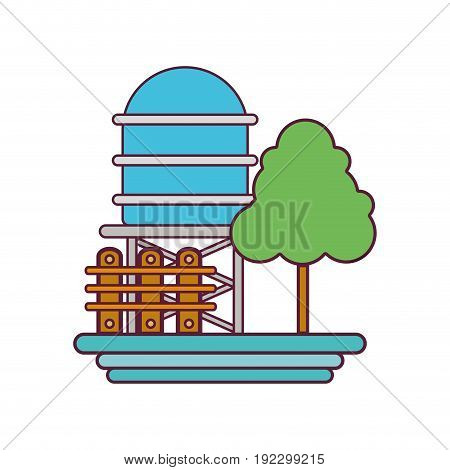 water tabk towel with tree and grid wood vector illustration