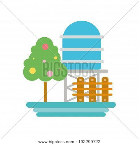 water tabk towel with tree and grid wood vector illustration