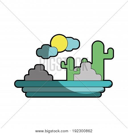 cactus with sun natural aventure vector illustration