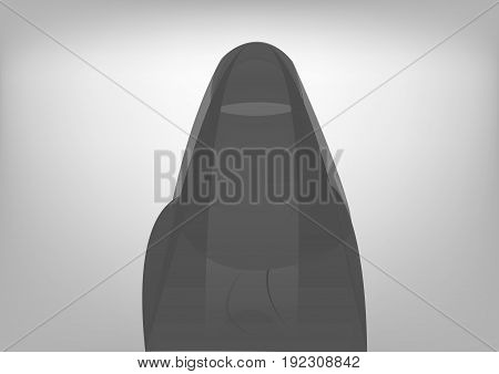 arabic muslim woman in burka , Isolated drawing on a grey background
