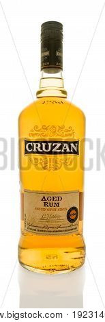 Winneconne WI -17 June 2017: A Bottle of Cruzan aged rum on an isolated background