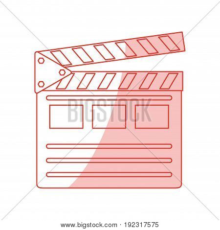 Flat line monocromatic clapperboard over white background vector illustration