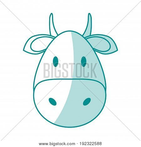 Flat line monocromatic cute bull over white background vector illustration