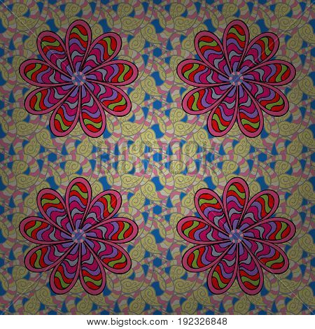 Geometric circle element in glod colors. Mandala on background. Vector Round Ornament Pattern. Spiritual and ritual symbol of Islam Arabic Indian religions.