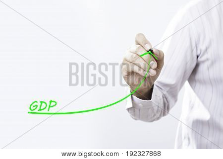 Businessman draw growing graph symbolize growing GDP( Gross Domestic Product)