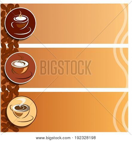 Coffee cup different  icons. Coffe set banners.