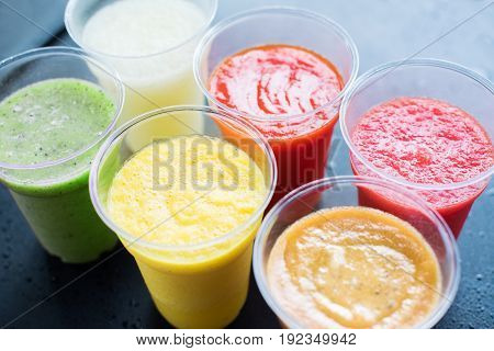 Colored Smothies Take Away In Plastic