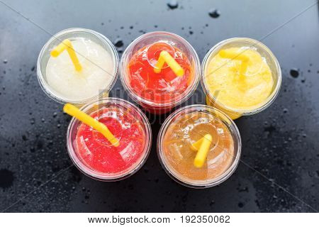 Colored Smothies Take Away In Plastic