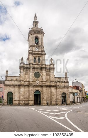 BRAGA,PORTUGAL - MAY 14,2017 - View at the Carmo Church in the streets of Braga in Portugal. Braga was under the Roman Empire known as Bracara Augusta.
