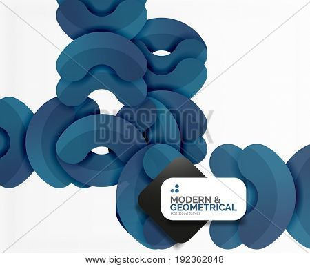 Abstract color geometric round shapes on white - elements with shadow, colorful composition