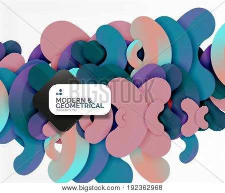 Abstract color geometric round shapes on white - elements with shadow, colorful composition