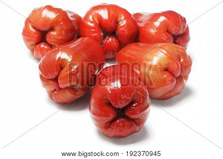 Fresh Watery Rose Apples on White Background